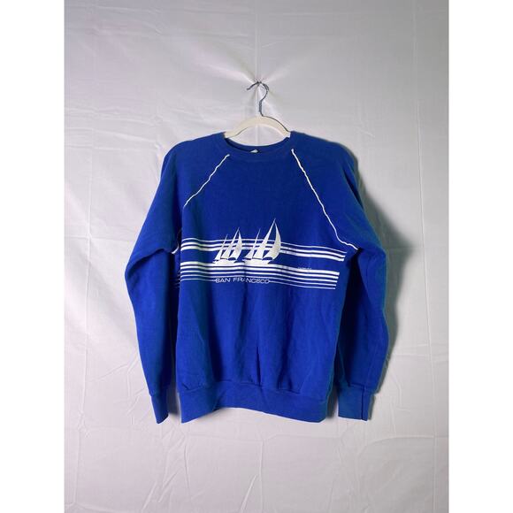 Vintage Tultex San Diego City California Blue Crewneck Sweater Destination Large - Picture 1 of 3